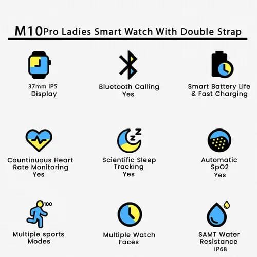 M10 Pro Ladies Smart Watch – Double Strap Edition